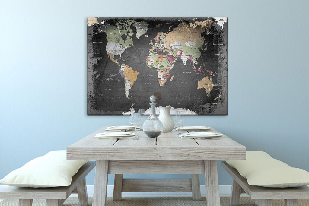 Weltkarte Pinnwand als Leinwandbild von Lana KK. 